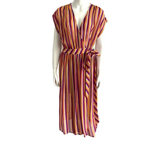 Trina Turk Striped Dress Cali Dreaming Chiapas Wrap Dress - Picture 1 of 8